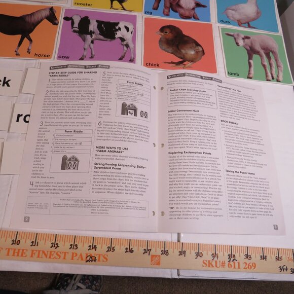 Farm Animals POCKET CHART complete set LAMINATED Scholastic - Picture 10 of 11